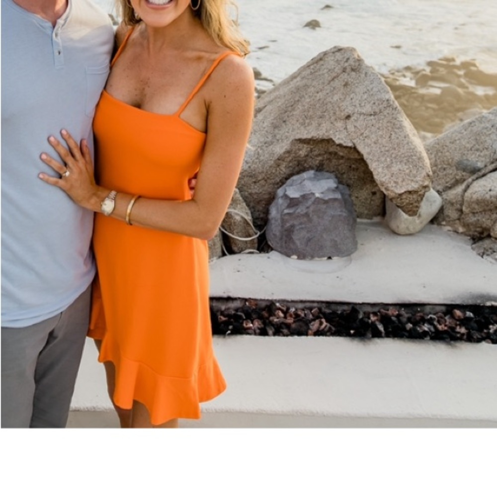 Susana Monaco Orange mini dress with ruffle bottom